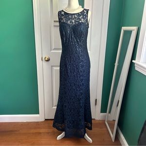 Mother of Bride/Groom Navy Sequin Long Gown 6